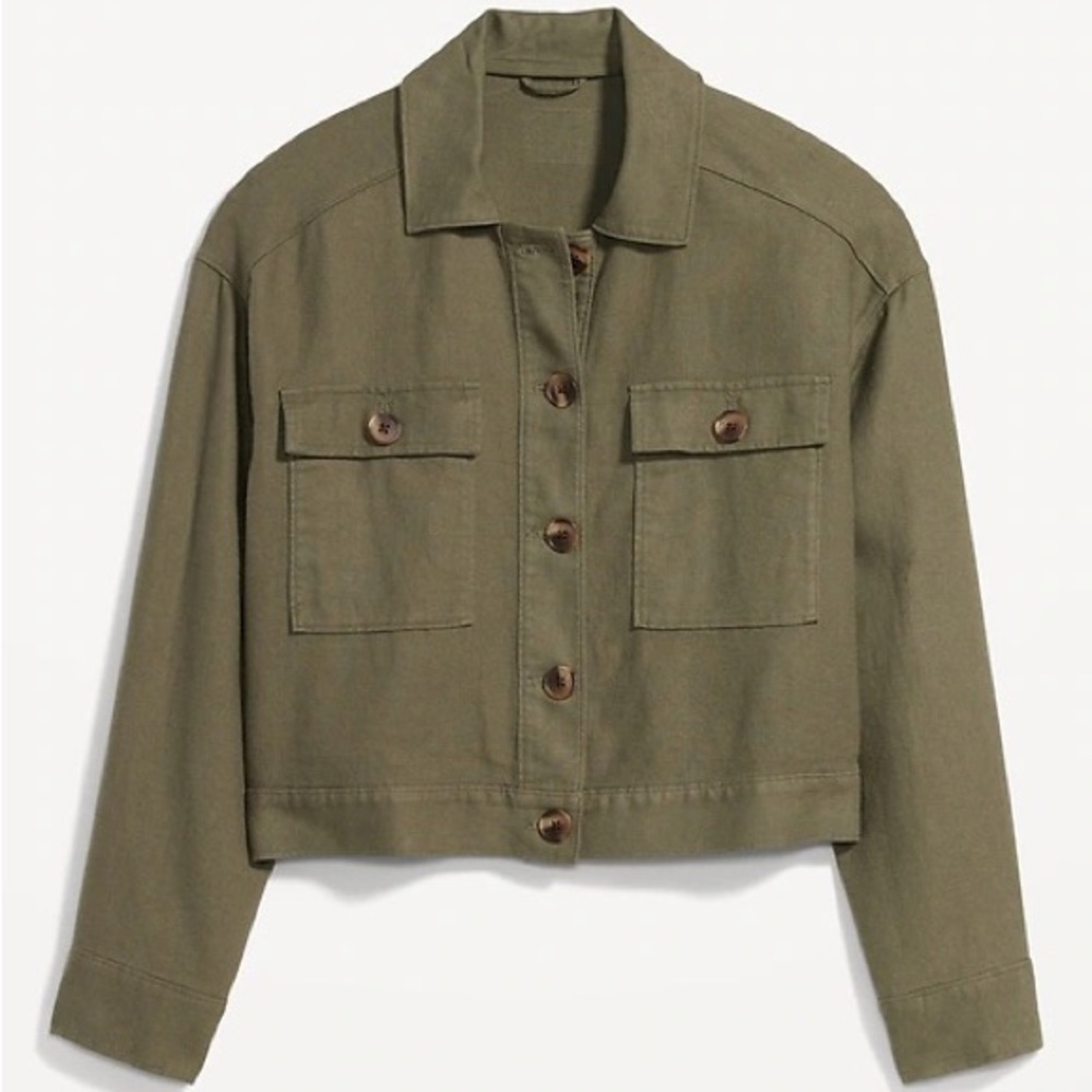 Old Navy Linen Blend Cropped Jacket